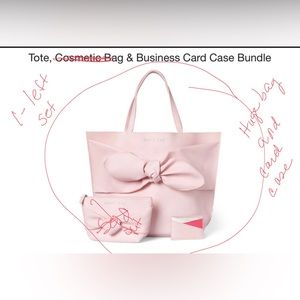 💕Beautiful New LARGE Tote and card case with mirror.  NWT NEVER OPEND EVEN.